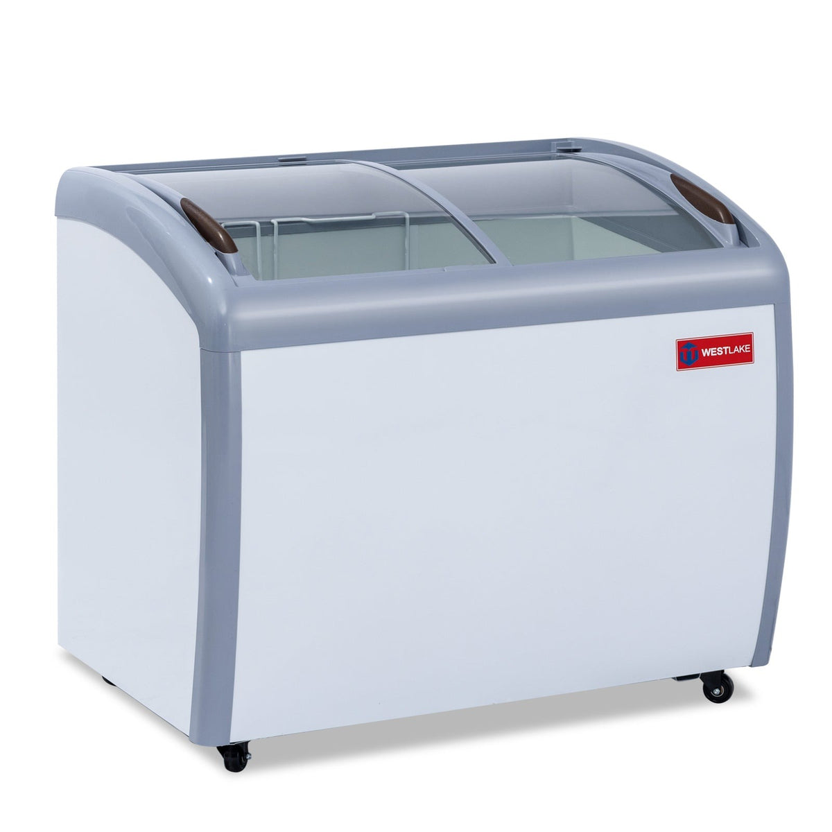 Westlake WK-SD260JY 39 In. Ice Cream Display Chest Freezer, Curved Glass Sliding Lids, 2 Baskets, Casters