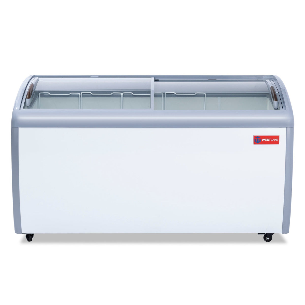 Westlake WK-SD460JY 60 In. Ice Cream Display Chest Freezer, Curved Glass Sliding Lids, 4 Baskets, Casters