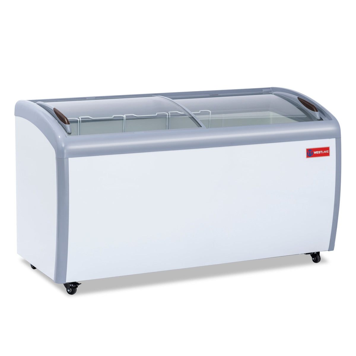 Westlake WK-SD460JY 60 In. Ice Cream Display Chest Freezer, Curved Glass Sliding Lids, 4 Baskets, Casters