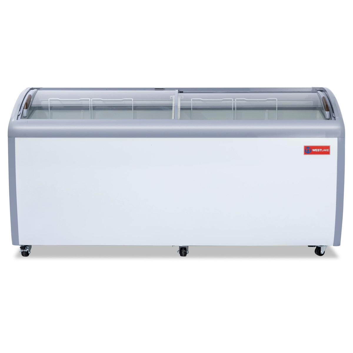 Westlake WK-SD560JY 71 In. Ice Cream Display Chest Freezer, Curved Glass Sliding Lids, 5 Baskets, Casters