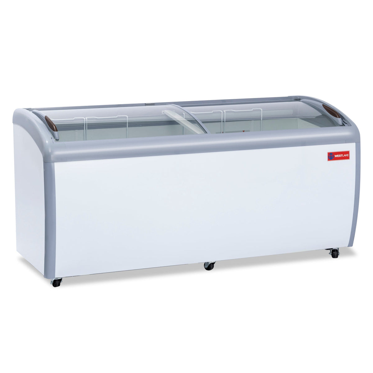Westlake WK-SD560JY 71 In. Ice Cream Display Chest Freezer, Curved Glass Sliding Lids, 5 Baskets, Casters