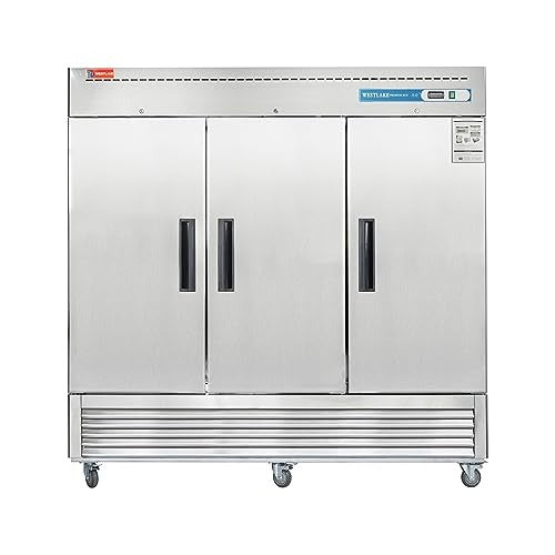 Westlake WKF-82B 82 In. Solid Door Reach-In Freezer, 72 Cu. Ft., 3 Doors, Stainless Steel
