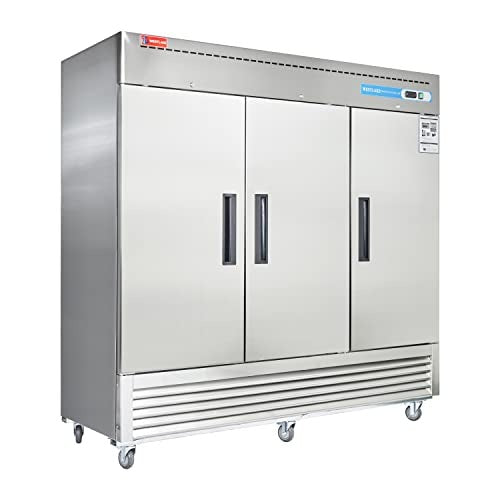 Westlake WKF-82B 82 In. Solid Door Reach-In Freezer, 72 Cu. Ft., 3 Doors, Stainless Steel