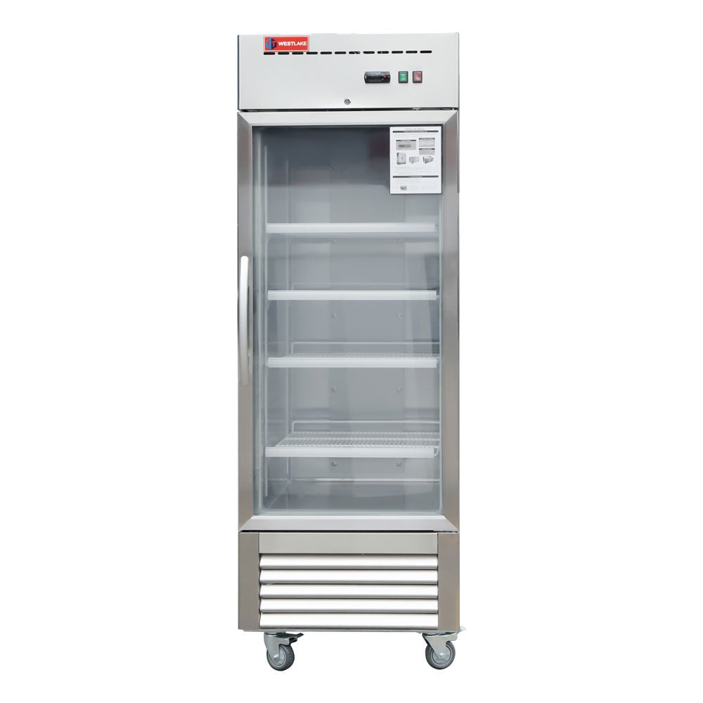 Westlake WKR-23BG 27 In. Glass Door Reach-In Refrigerator, 23 Cu. Ft., 1 Door, Stainless Steel