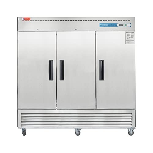 Westlake WKR-82B 82 In. Solid Door Reach-In Refrigerator, 72 Cu. Ft., 3 Doors, Stainless Steel