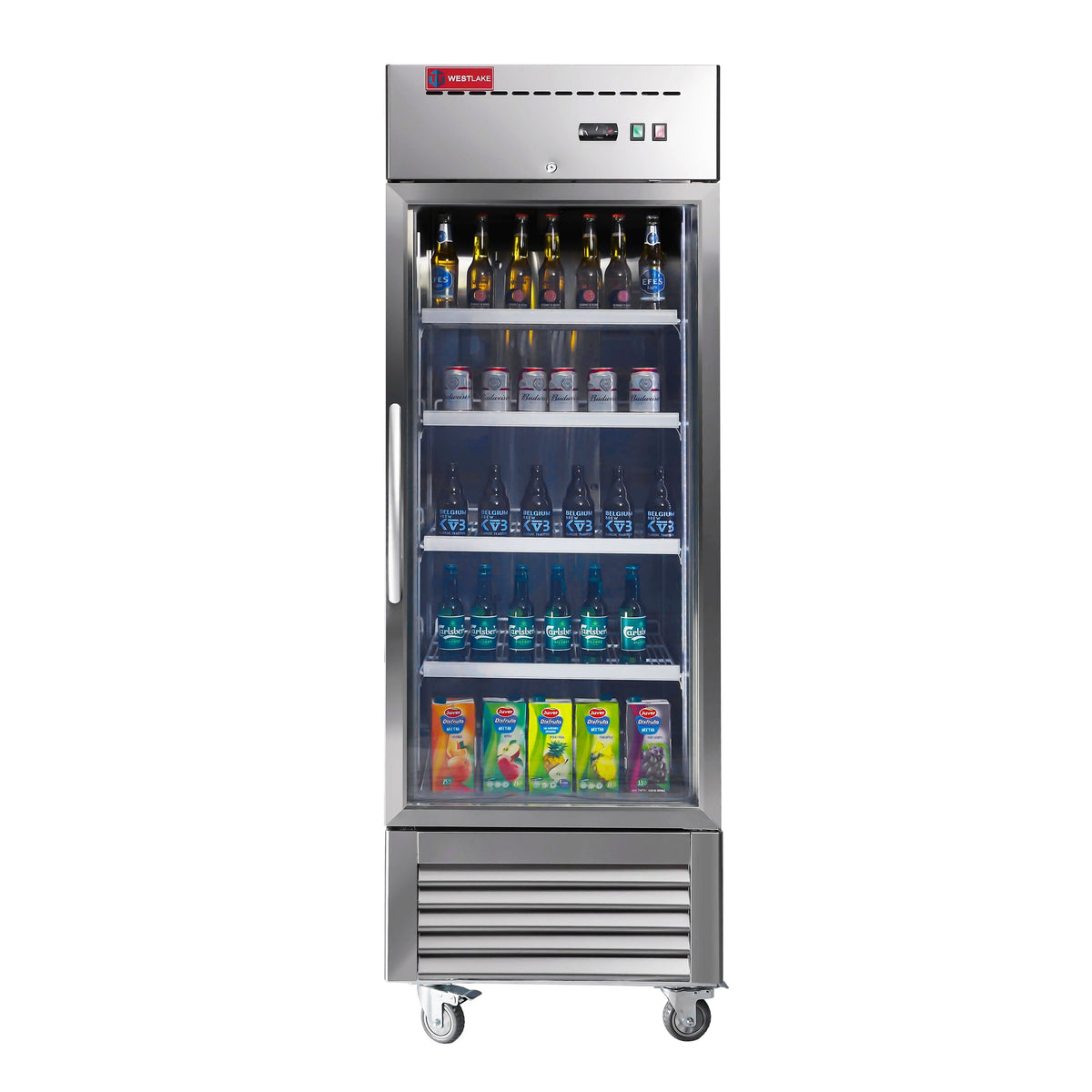 Westlake WKR-23BG 27 In. Glass Door Reach-In Refrigerator, 23 Cu. Ft., 1 Door, Stainless Steel