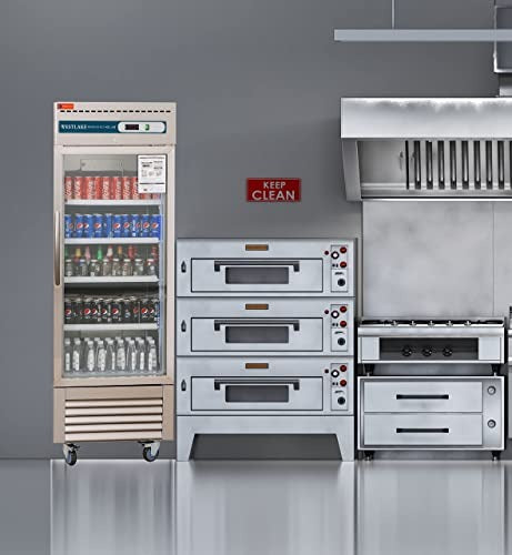 Westlake WKR-23BG 27 In. Glass Door Reach-In Refrigerator, 23 Cu. Ft., 1 Door, Stainless Steel