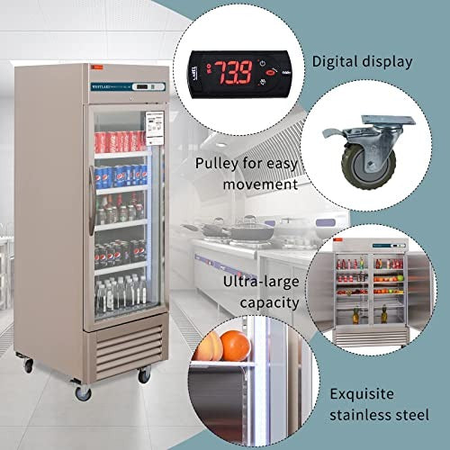 Westlake WKR-23BG 27 In. Glass Door Reach-In Refrigerator, 23 Cu. Ft., 1 Door, Stainless Steel