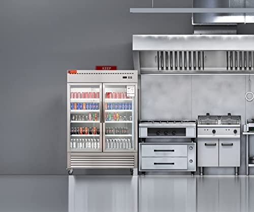 Westlake WKR-49BG 54 In. Glass Door Reach-In Refrigerator, 49 Cu. Ft., 2 Doors, Stainless Steel