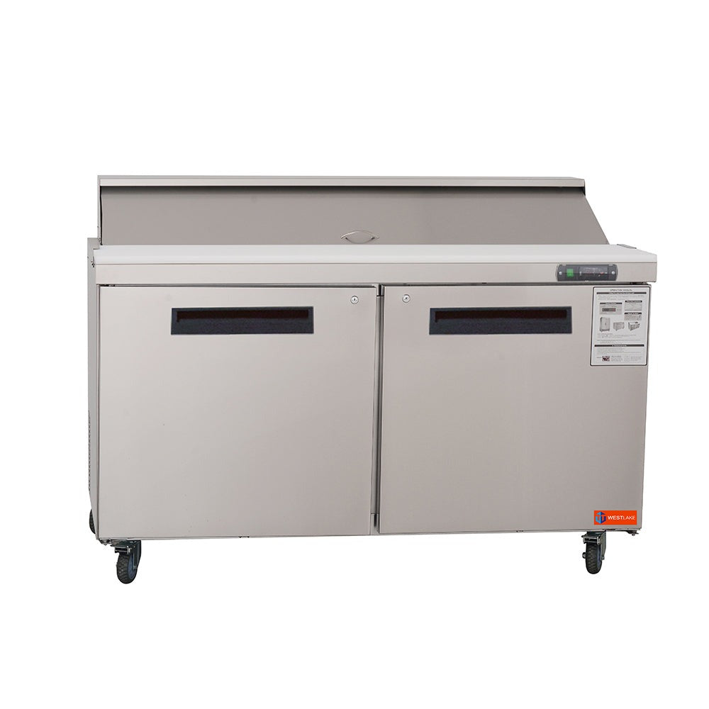 Westlake WKSR-60B 60 In. Sandwich and Salad Prep Table, 2 Doors, 16 Pans, Stainless Steel