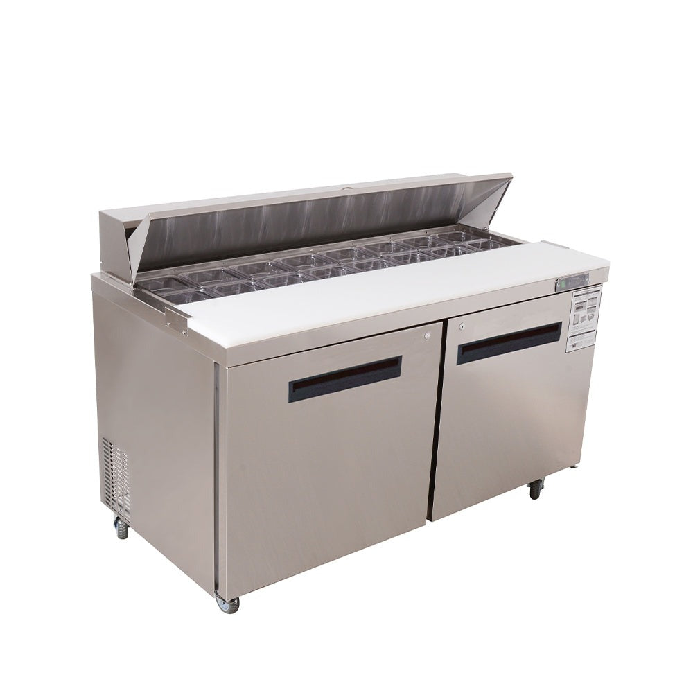 Westlake WKSR-60B 60 In. Sandwich and Salad Prep Table, 2 Doors, 16 Pans, Stainless Steel