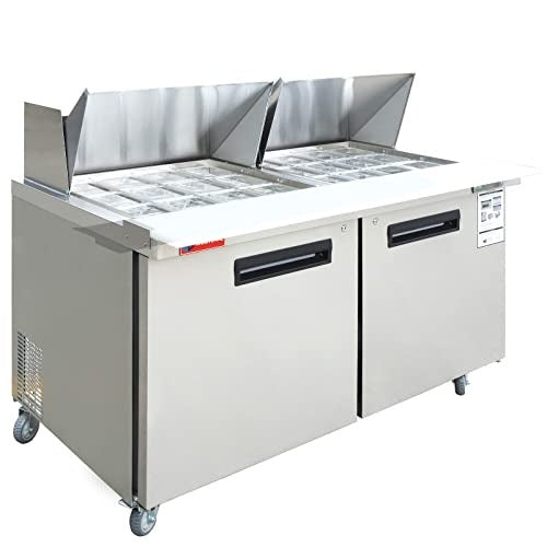 Westlake WKSR-60BM 60 In. Mega Top Sandwich and Salad Prep Table, 2 Doors, 24 Pans, Stainless Steel