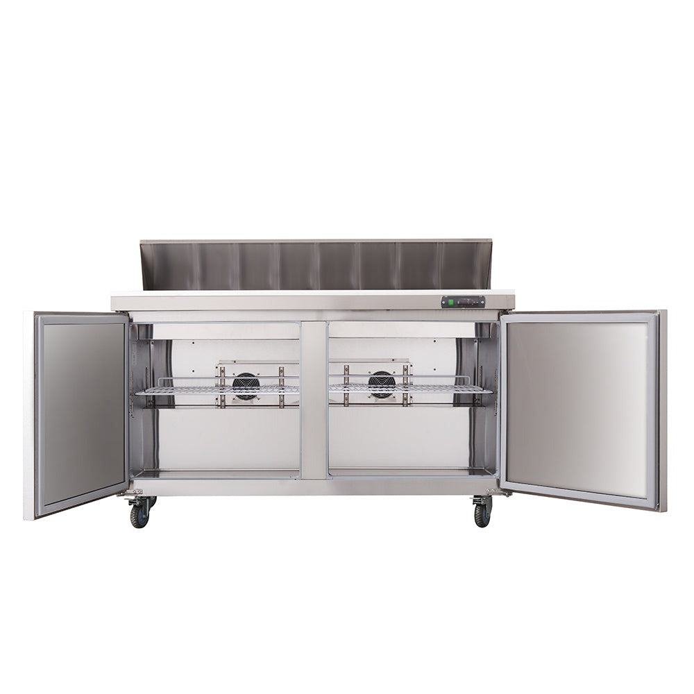 Westlake WKSR-60B 60 In. Sandwich and Salad Prep Table, 2 Doors, 16 Pans, Stainless Steel