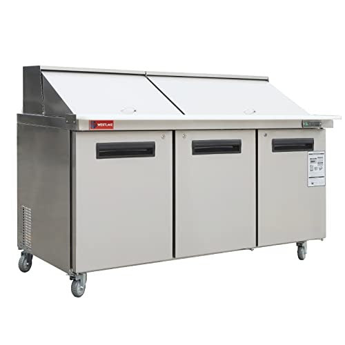 Westlake WKSR-72BM 72 In. Mega Top Sandwich and Salad Prep Table, 3 Doors, 30 Pans, Stainless Steel