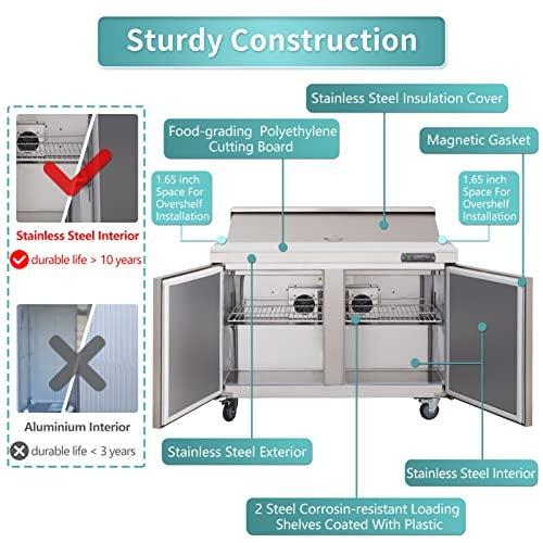 Westlake WKSR-60BM 60 In. Mega Top Sandwich and Salad Prep Table, 2 Doors, 24 Pans, Stainless Steel