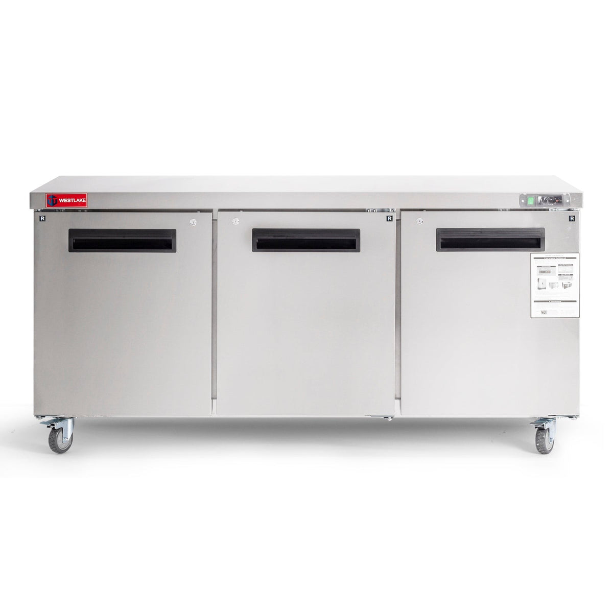 Westlake WKTR-72B 72 In. Undercounter Refrigerator, 3 Doors, 17.7 Cu. Ft., Stainless Steel