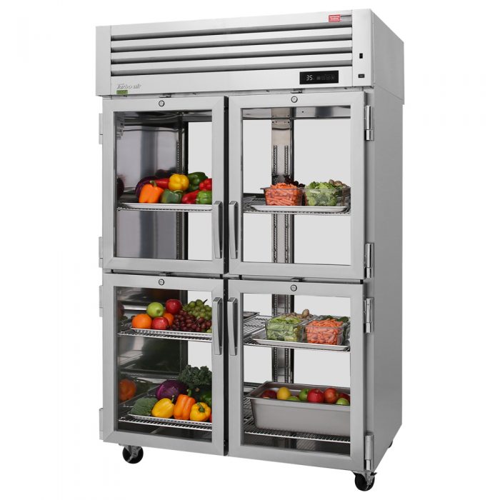 Turbo Air PRO-50-4R-G-PT-N 8 Glass Half Door Pass-Thru, Top Mount Refrigerator, 50.2 Cu. Ft.