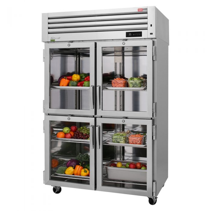 Turbo Air PRO-50-4R-GS-PT-N 4 Half Glass Front Door and 4 Half Solid Back Door Pass-Thru, Top Mount Refrigerator, 53.4 Cu. Ft.