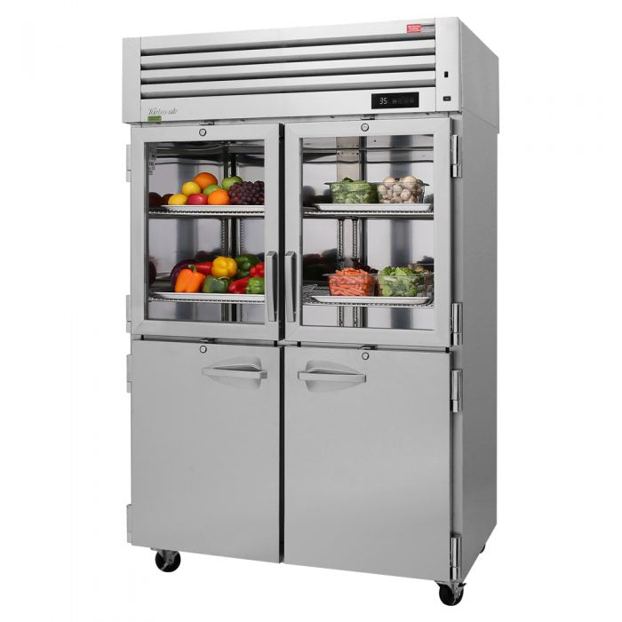 Turbo Air PRO-50R-GSH-N 4 Glass and Solid Combi Half-Door, Top Mount Refrigerator, 50.8 Cu. Ft.