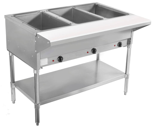 BevLes BVST - 3 3 Well Electric Steam Table, 120V, in Silver (BVST - 3 - 120) - TheChefStore.Com