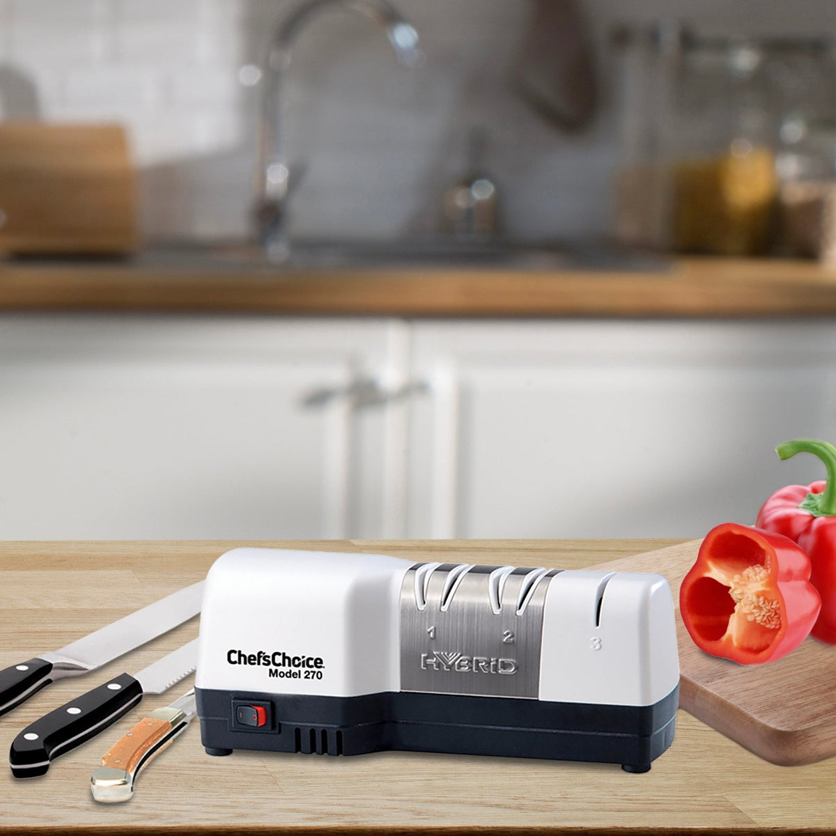 Chef's Choice 270 Diamond Hone Hybrid Knife Sharpener, 3 - Stage, in White (0270100) - TheChefStore.Com