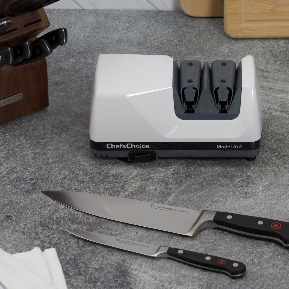 Chef's Choice 312 Diamond UltraHone Knife Sharpener, in White (0312000) - TheChefStore.Com