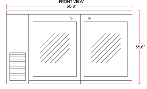 Coldline CBB - 60G 60" Black Counter Height Narrow Glass Door Back Bar Refrigerator