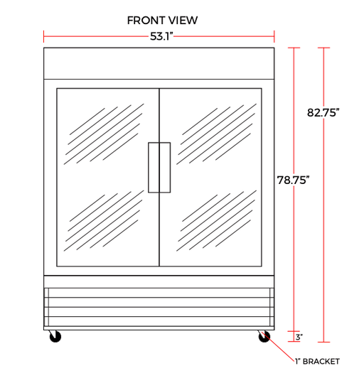 Coldline D53 - B 53" Double Glass Swing Door Merchandising Freezer, Black - TheChefStore.Com