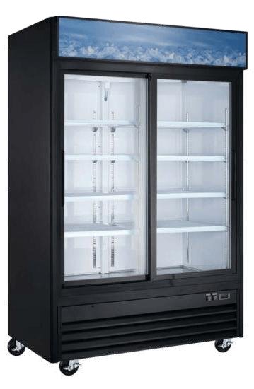 Coldline D53 - B 53" Double Glass Swing Door Merchandising Freezer, Black - TheChefStore.Com