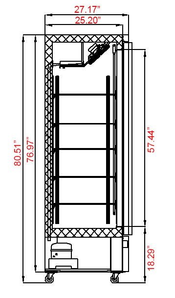 Coldline G4 - B 98" Four Glass Door Merchandiser Refrigerator with LED Lighting, Black - TheChefStore.Com