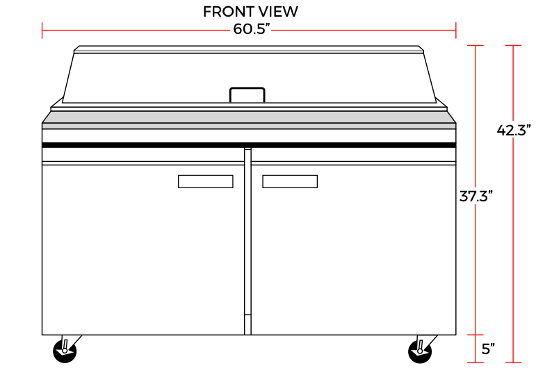 Coldline SP60 60" Bain Marie Sandwich Prep Table, 16 Pans - TheChefStore.Com