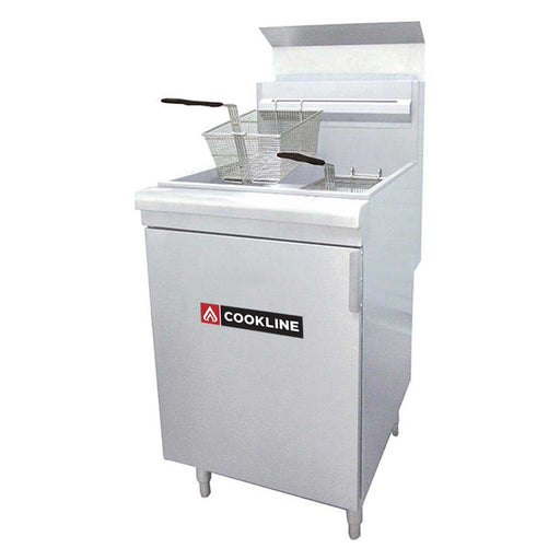 Cookline CF - 75 - NG 21" Natural Gas Tube Standing 55 lb. Commercial Deep Fryer, 170,000 BTU