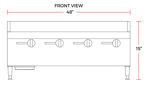 Cookline CGG - 48M 48" Gas Countertop Griddle with Manual Controls, 120,000 BTU