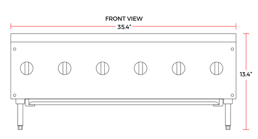 Cookline CHP - 36 - 6 36" Gas Six Burner Commercial Countertop Hot Plate, 150,000 BTU