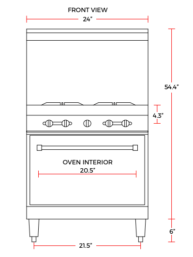 Cookline CR24 - 4 - NG 24" 4 Burner Natural Gas Range with Oven - TheChefStore.Com