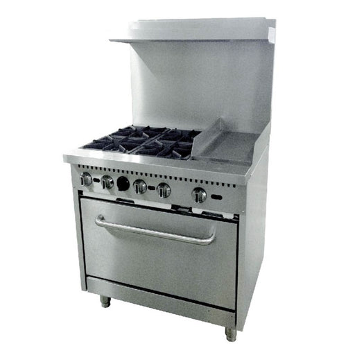 Cookline CR36 - 12G - NG 36" 4 Burner Natural Gas Range with 12" Right Side Griddle and Standard Oven, 181,000 BTU