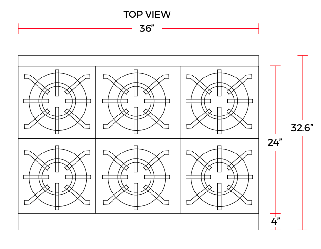 Cookline CR36 - 6 - LP 36" 6 Burner Liquid Propane Range with Oven - TheChefStore.Com