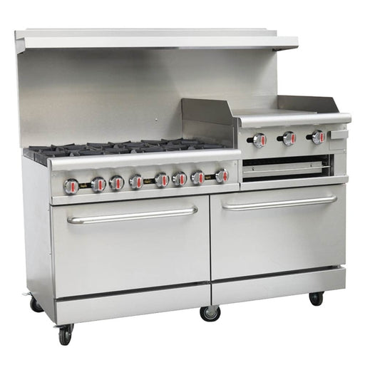 Cookline CR60 - 24RG - NG 60" 6 Burner Natural Gas Range with 2 Ovens with 24" Raised Griddle and Broiler, 278,000 BTU