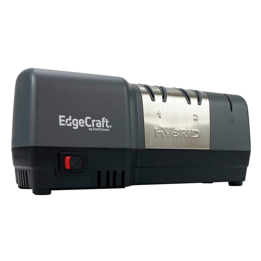 Edgecraft 270 Hybrid Knife Sharpener for 20 - Degree Straight and Serrated Knives, 3 - Stage, Gray - TheChefStore.Com