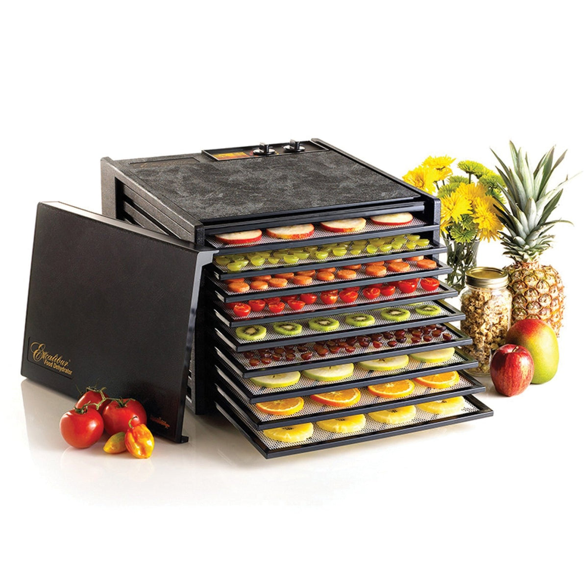 Excalibur 3926 9 - Tray Food Dehydrator with 26 - HR Timer and Adjustable Thermostat, in Black (3926TB) - TheChefStore.Com