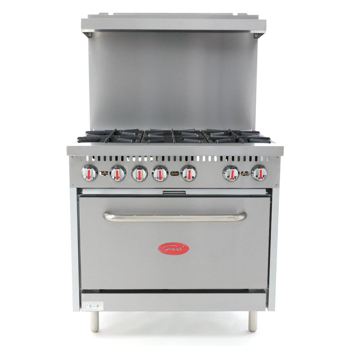 General GR6 - 36 Gas Range with Oven, 6 Burners, 180,000 BTU, 36", in Stainless Steel (GR4 - 36NG) - TheChefStore.Com