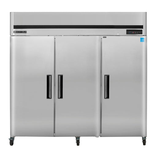 Maxx Cold MCFT - 72FDHC Triple Door Reach - In Freezer, Top Mount, 81"W, 72 cu. ft. Storage Capacity, Energy Star Rated, in Stainless Steel - TheChefStore.Com