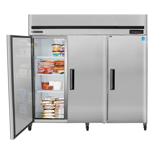 Maxx Cold MCFT - 72FDHC Triple Door Reach - In Freezer, Top Mount, 81"W, 72 cu. ft. Storage Capacity, Energy Star Rated, in Stainless Steel - TheChefStore.Com