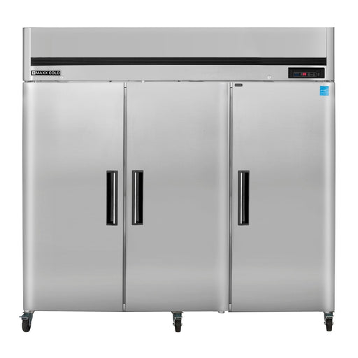 Maxx Cold MCRT - 72FDHC Triple Door Reach - In Refrigerator, Top Mount, 81"W, 72 cu. ft. Storage Capacity, in Stainless Steel - TheChefStore.Com