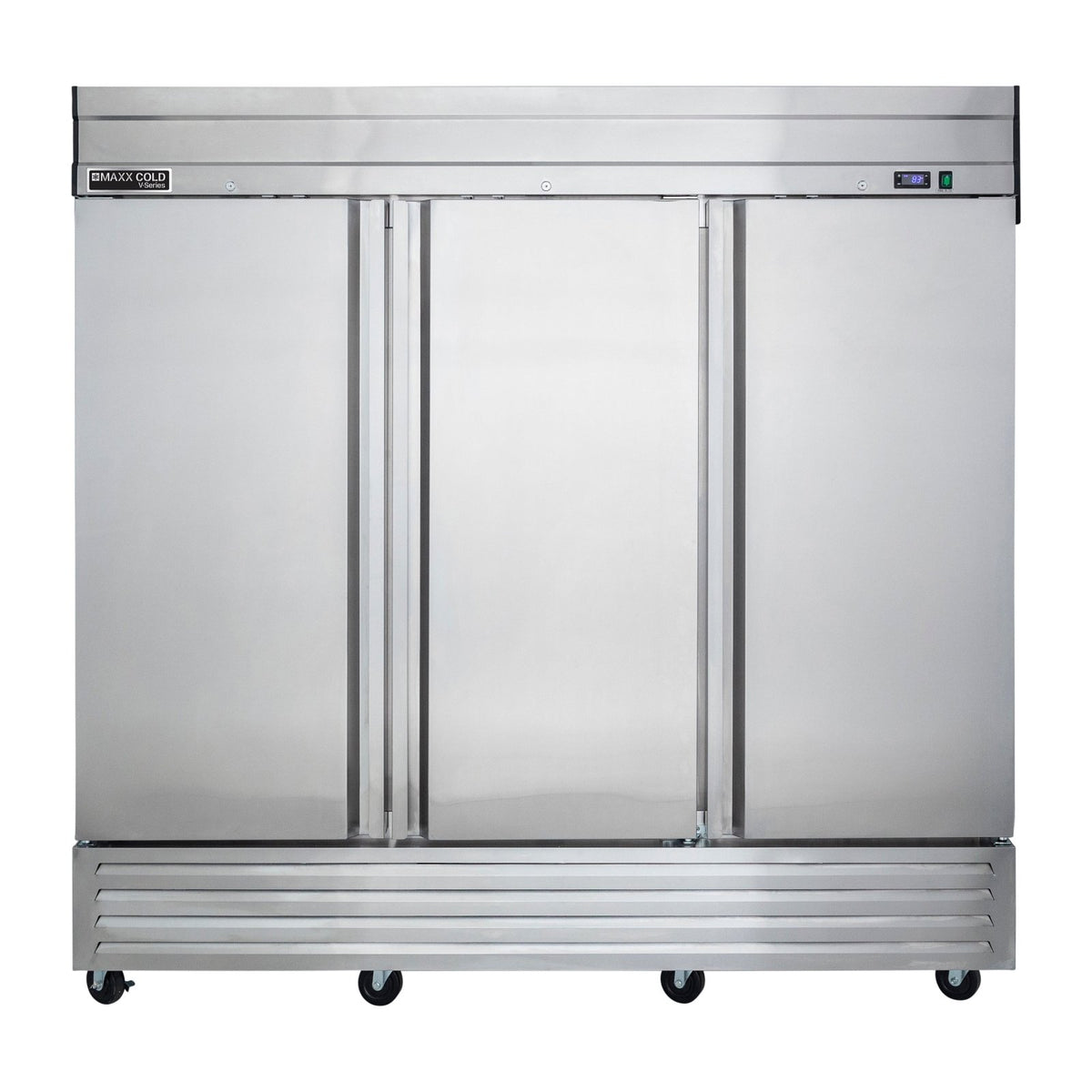 Maxx Cold MVF - 72FD V - Series 3 Door Reach - In Freezer, Bottom Mount, 81"W, 65 cu. ft. Storage Capacity, in Stainless Steel (MVF - 72FDHC) - TheChefStore.Com