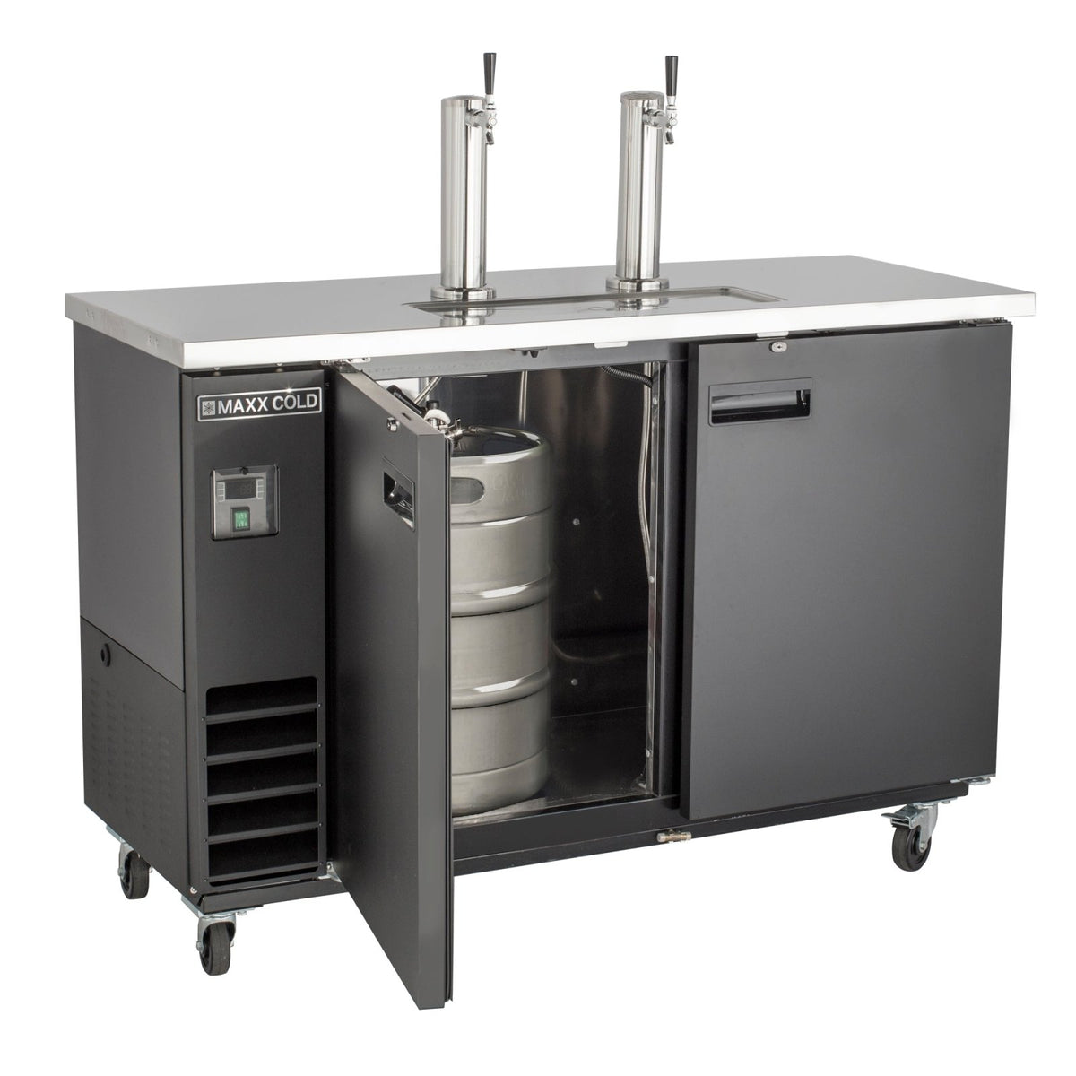 Maxx Cold MXBD60 - 2BHC X - Series Dual Tower, 2 Tap Beer Dispenser, 61"W, 14.2 cu. ft. - TheChefStore.Com