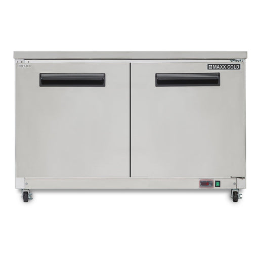Maxx Cold MXCF48UHC Double Door Undercounter Freezer, 48.3"W, 12 cu. ft. Storage Capacity, in Stainless Steel - TheChefStore.Com