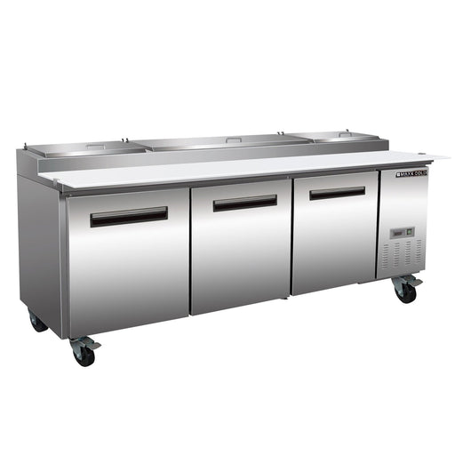 Maxx Cold MXCPP92HC X - Series Three - Door Refrigerated Pizza Prep Table, 94.2"W, 32 cu. ft. Storage Capacity, Equipped with - TheChefStore.Com