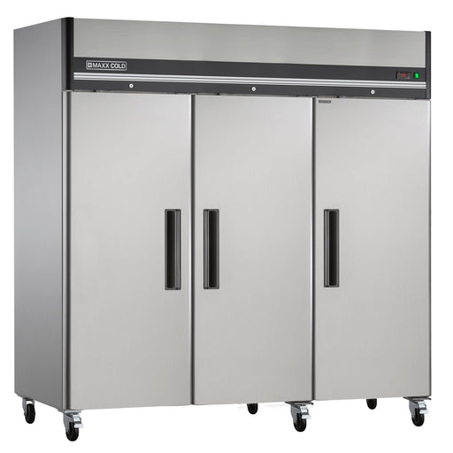 Maxx Cold MXCR - 72FDHC X - Series Triple Door Reach - In Refrigerator, Top Mount, 81"W, 72 cu. ft. Storage Capacity, in Stainless Steel - TheChefStore.Com