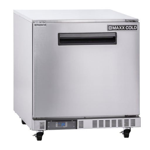 Maxx Cold MXCR27UFBHC X - Series Single Door Compact Undercounter Refrigerator, 27.5"W, 6.5 cu. ft. Storage Capacity, in Stainless Steel - TheChefStore.Com